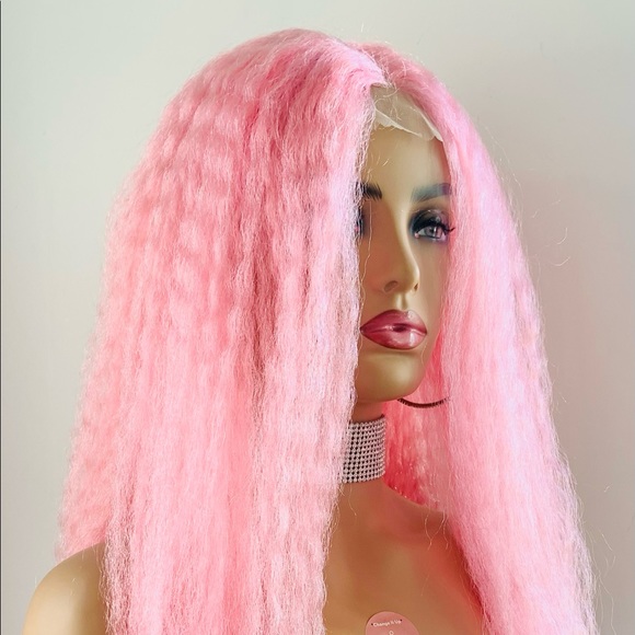 Long Wavy/Twist Style Pink Synthetic Lace Front Wig - Picture 8 of 11
